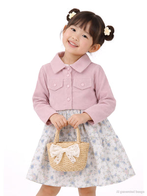 Civil Girls Ceketli Çiçekli 2 Li 2-5 Yaş Elbise - Pudra