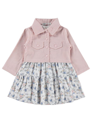 Civil Girls Ceketli Çiçekli 2 Li 2-5 Yaş Elbise - Pudra