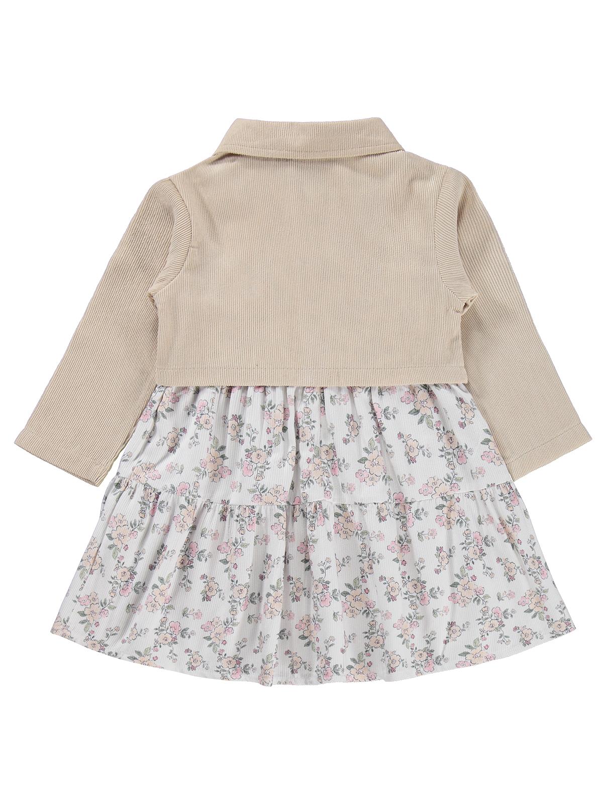 Civil Girls Ceketli Çiçekli 2 Li 2-5 Yaş Elbise - Bej