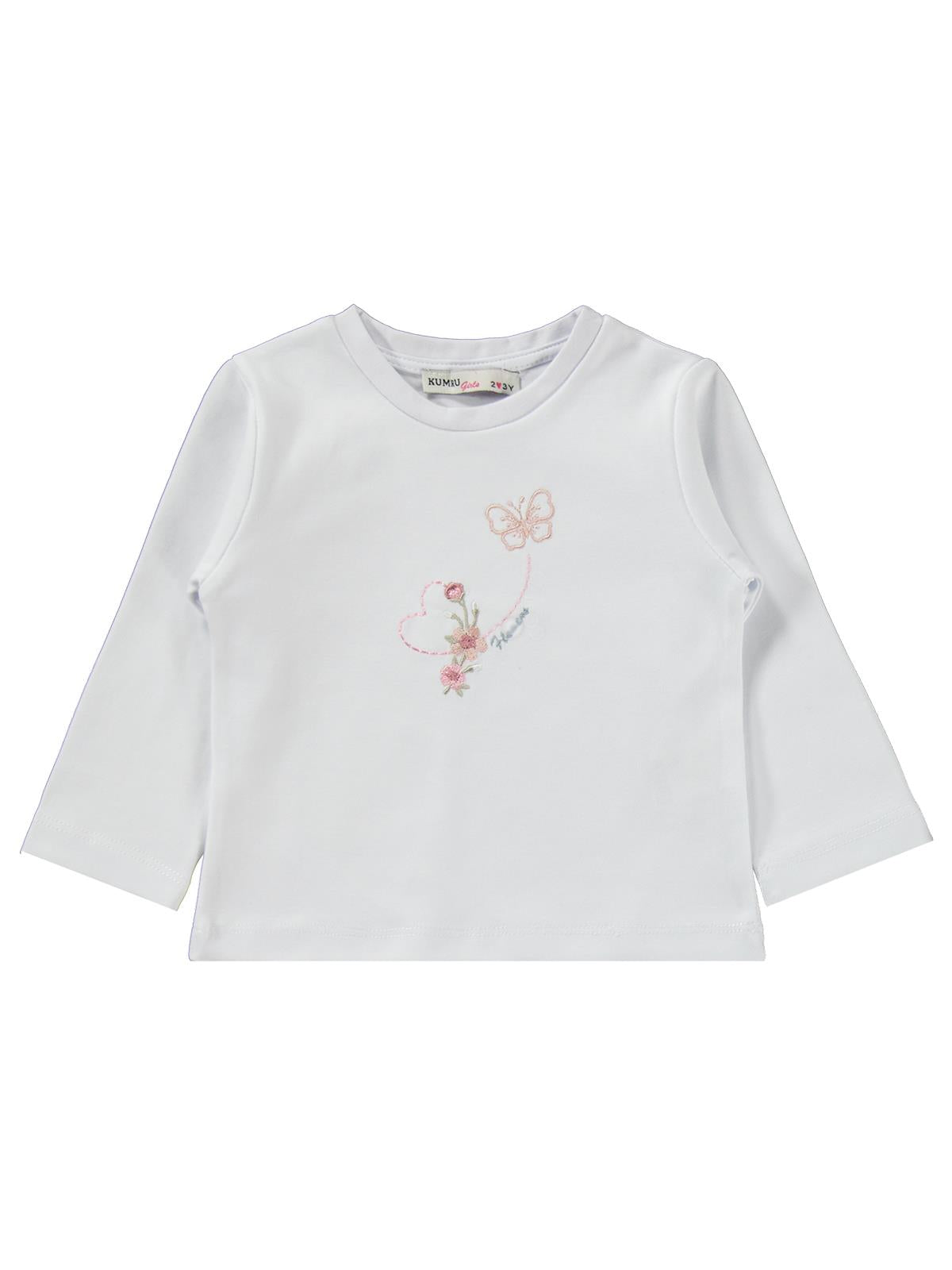 Civil Girls Nakışlı Kot Ceket Etek 3 Lü 2-5 Yaş Takım - Mavi