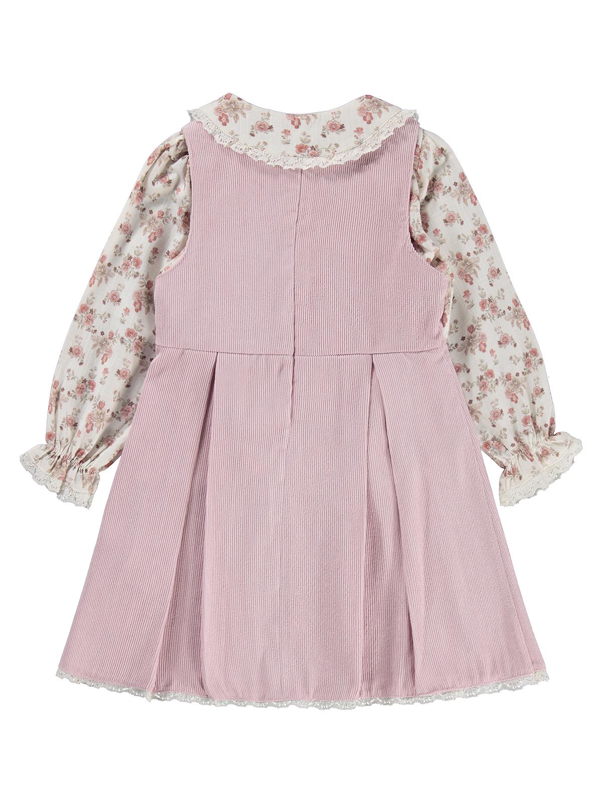 Civil Girls Çiçek Gömlekli 2 Li 2-5 Yaş Elbise - Pembe