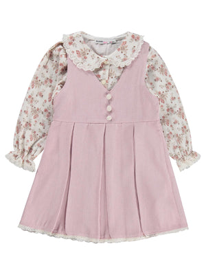 Civil Girls Çiçek Gömlekli 2 Li 2-5 Yaş Elbise - Pembe