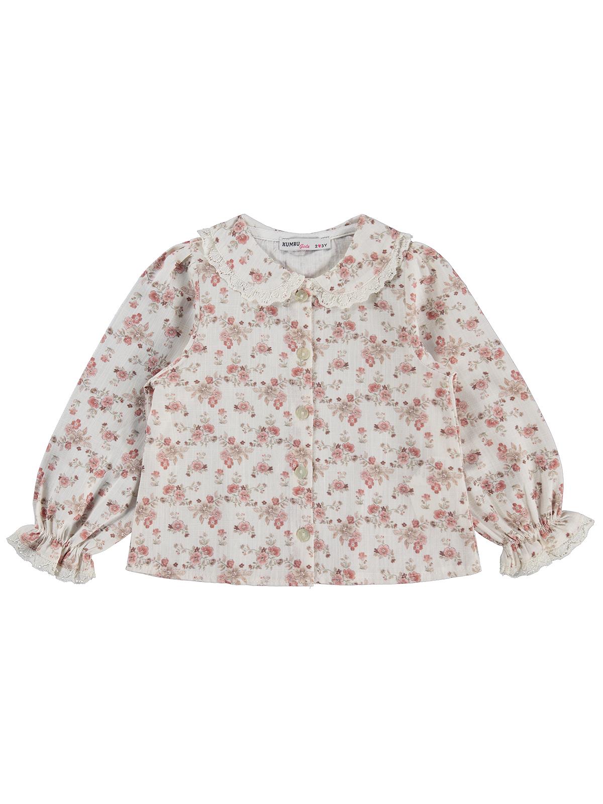 Civil Girls Yelek Pantolon Çiçekli Gömlek 3 Lü 2-5 Yaş Takım - Bej