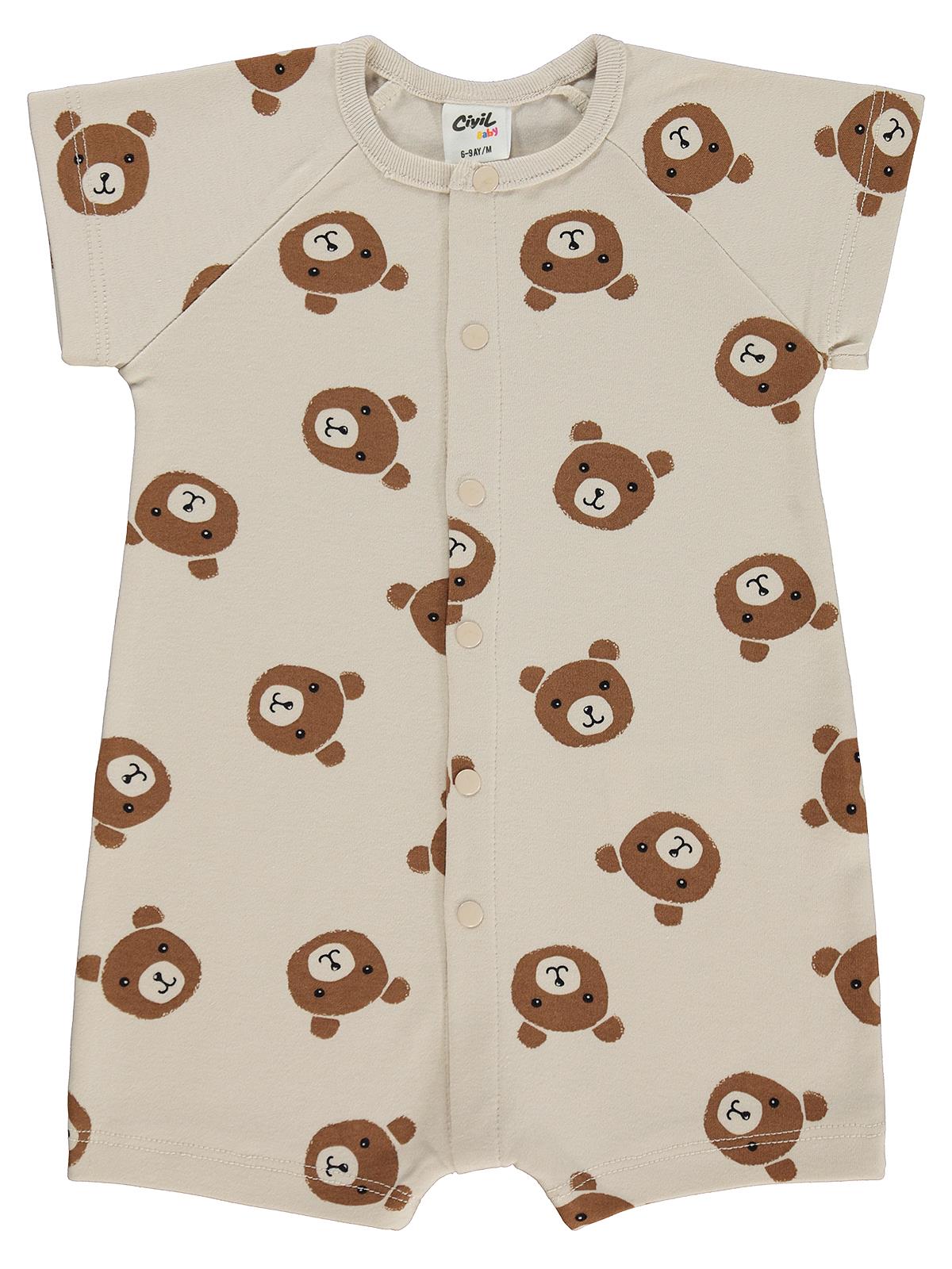 Civil Baby Ayıcık Baskılı 6-18 Ay Tulum - Bej