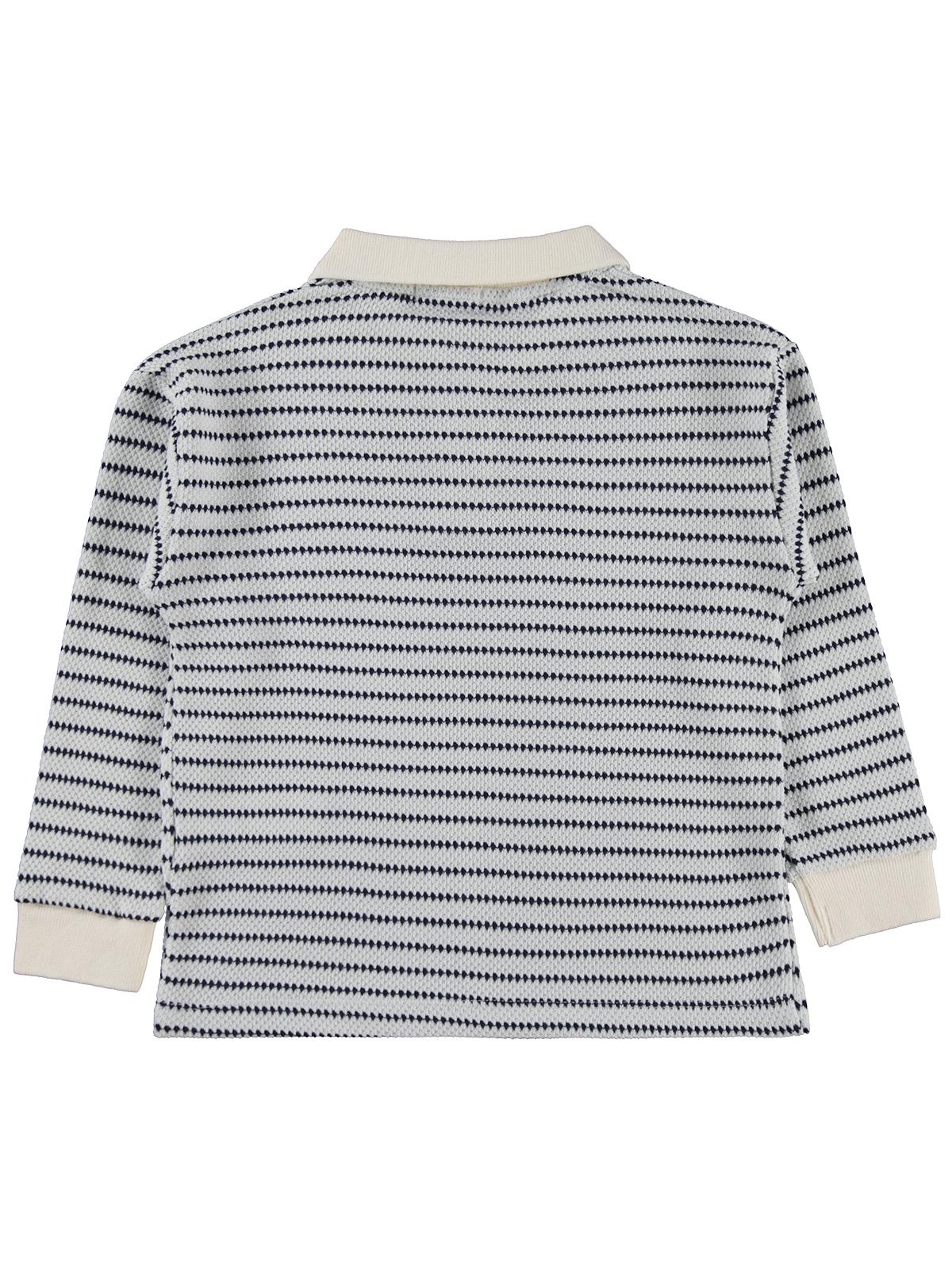 Civil Erkek Çocuk Çizgili Polo Yaka Sweatshirt | Jakar/Petek Uzun Kol | Okul Kreş ve Günlük Kullanım - Lacivert