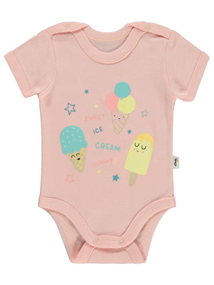 Civil Baby Dondurma Baskılı 1-36 Ay Çıtçıtlı Badi - Pembe
