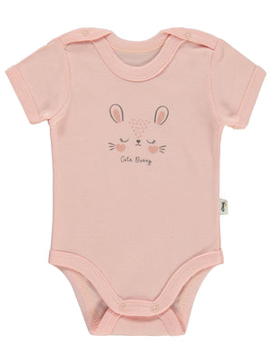Civil Baby Cute Bunny Baskılı 1-36 Ay Çıtçıtlı Badi - Pembe