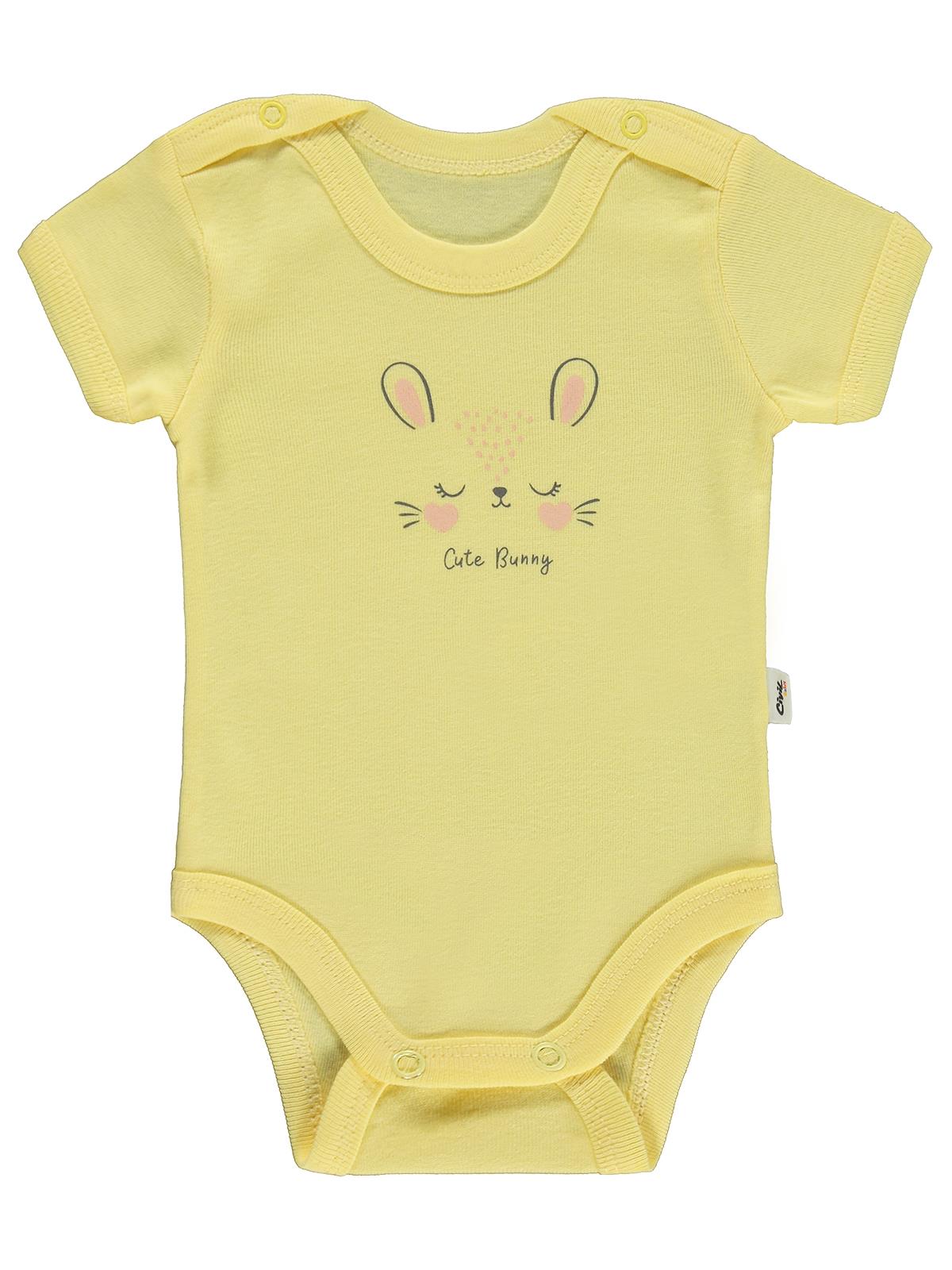 Civil Baby Cute Bunny Baskılı 1-36 Ay Çıtçıtlı Badi - Sarı