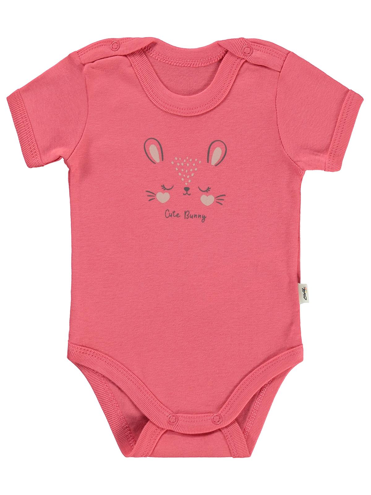 Civil Baby Cute Bunny Baskılı 1-36 Ay Çıtçıtlı Badi - Kırmızı