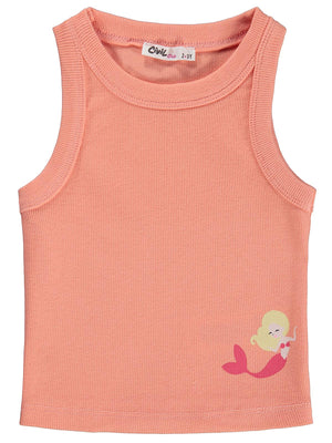 Civil Girls Denizkızı Baskılı Crop Atlet 2-5 Yaş Tişört - Pudra