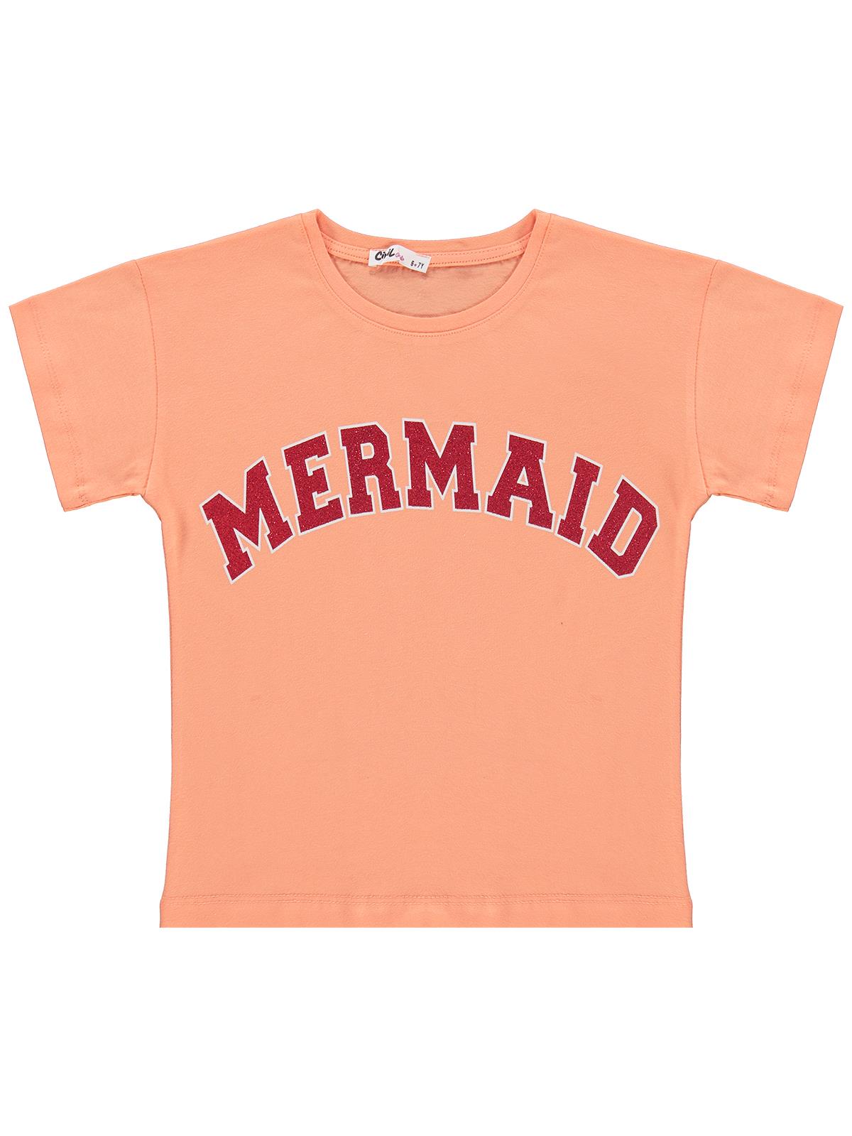 Civil Girls Mermaid Baskılı 6-9 Yaş Tişört - Pudra