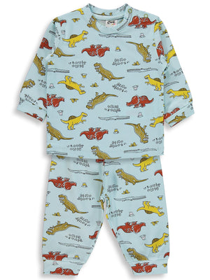 Civil Baby Dino Yazılı 6-18 Ay Pijama Takımı - Mavi
