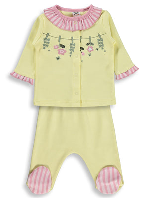 Civil Baby Fırfırlı Patikli 1-9 Ay Pijama Takımı - Sarı