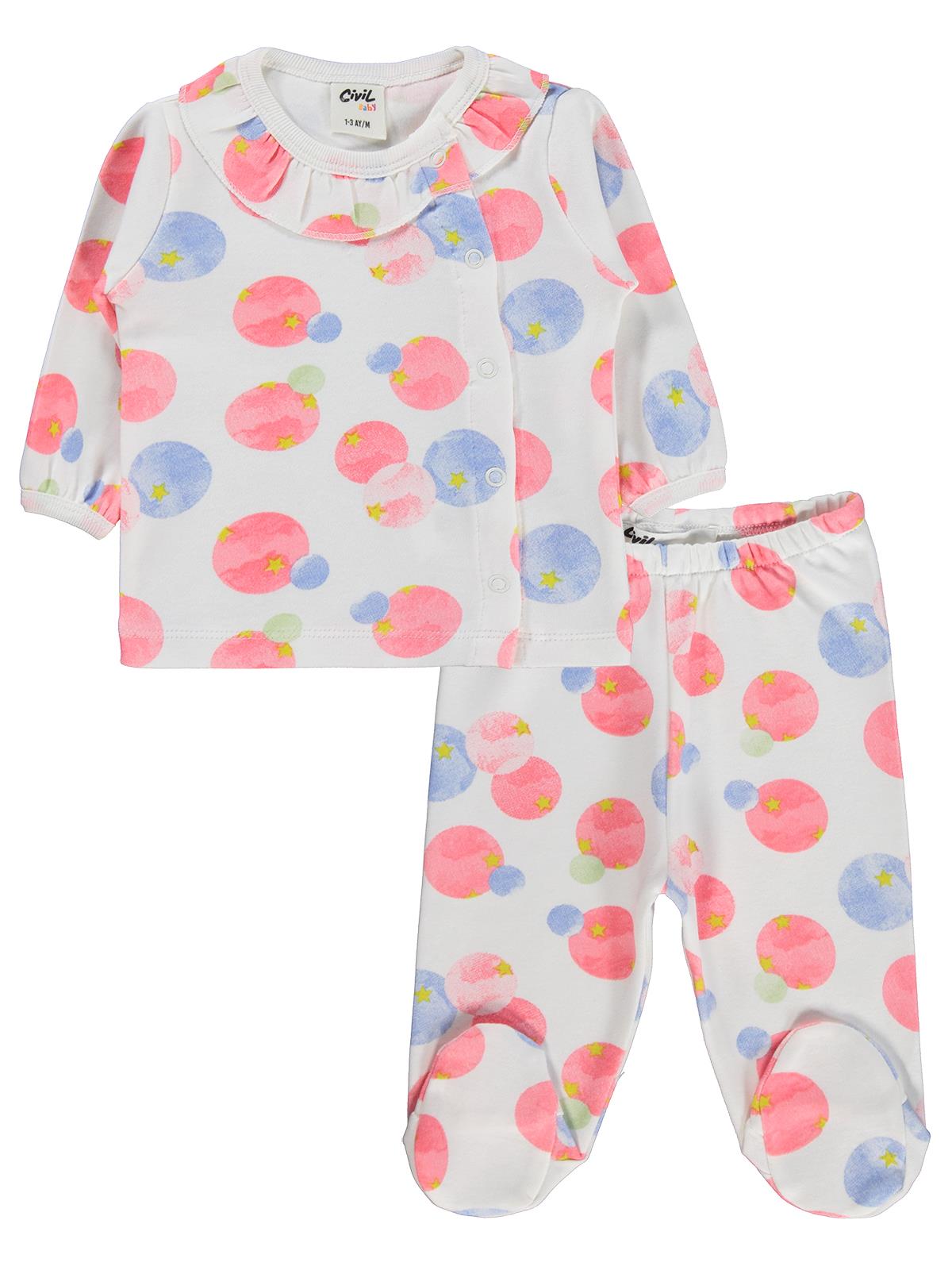 Civil Baby Suluboya Yıldız Emp Bandanalı 1-9 Ay Pijama Takımı - Ekru