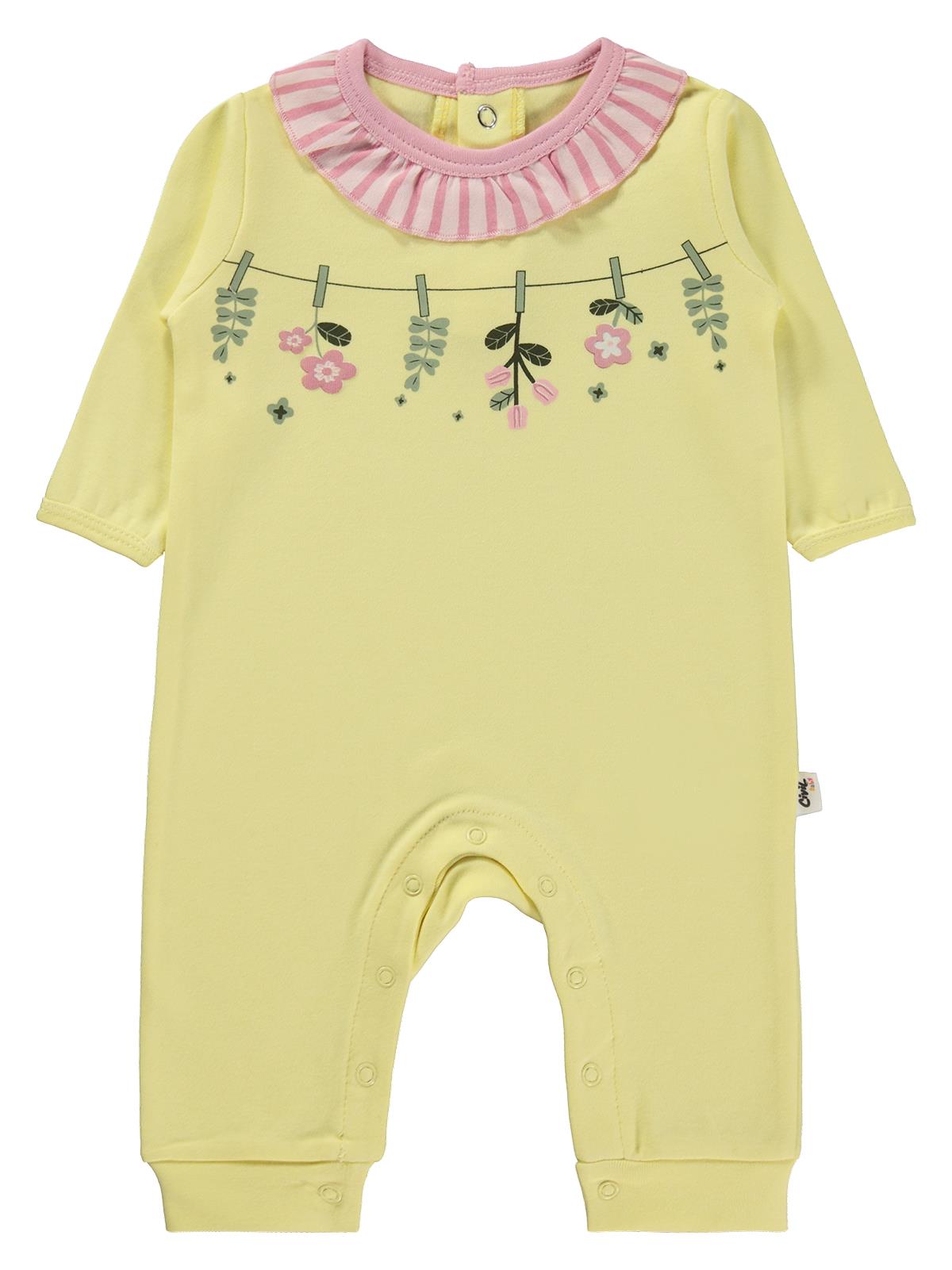 Civil Baby Çiçek Baskılı 3-18 Ay Tulum - Sarı