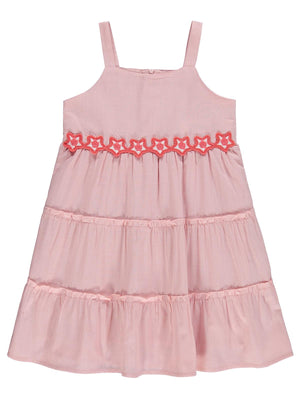 Civil Girls Çiçek Aksesuarlı 6-9 Yaş Elbise - Pembe