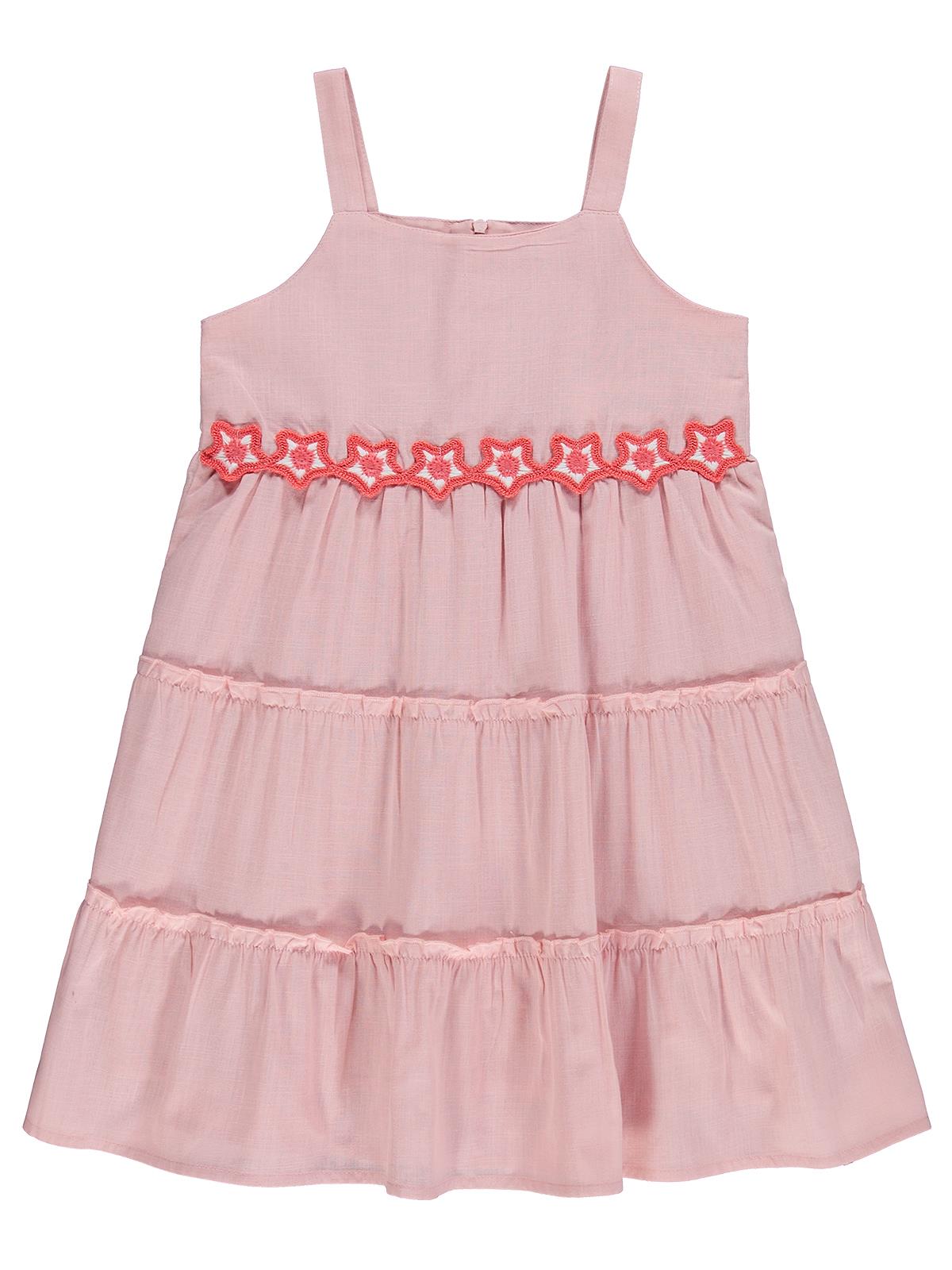 Civil Girls Çiçek Aksesuarlı 6-9 Yaş Elbise - Pembe