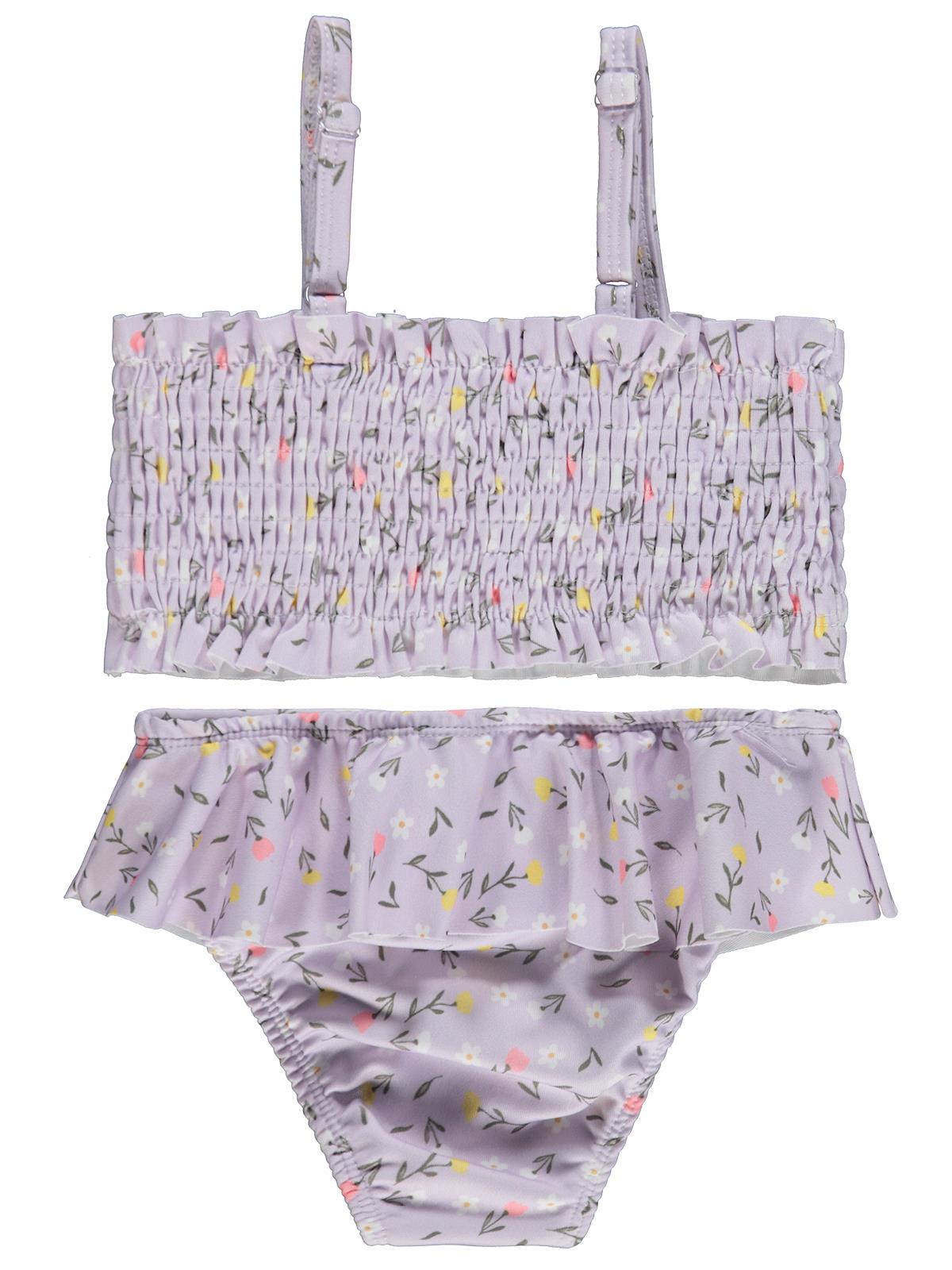 Civil Girls Gipeli Renkli Çiçek Baskılı 2-12 Yaş Mayo Set - Lila