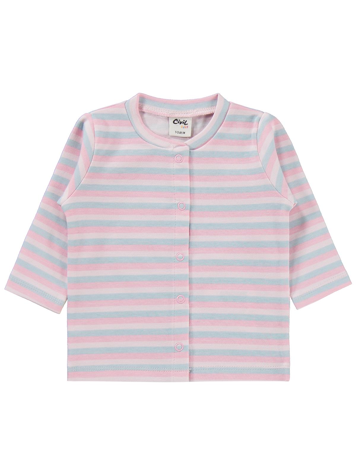 Y26Y355 Civil Baby Çizgili Basic 1-9 Ay Pijama Takımı - Ekru