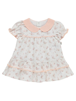 Civil Baby Çiçek Empirme Bebe Yaka 6-18 Ay Elbise - Beyaz