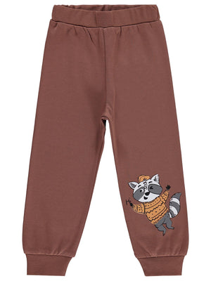 Civil Boys Erkek Çocuk Rakun Baskılı 2-5 Yaş Eşofman Altı  - Kahverengi