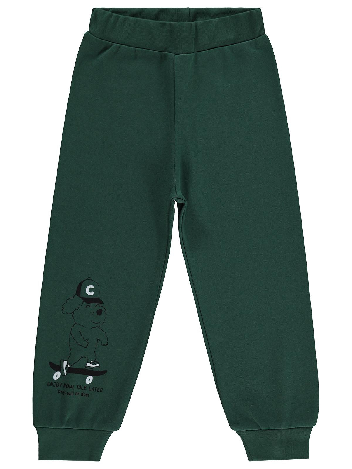 Civil Boys Kaykay Köpek Baskılı 2-5 Yaş Eşofman Altı  - Yeşil