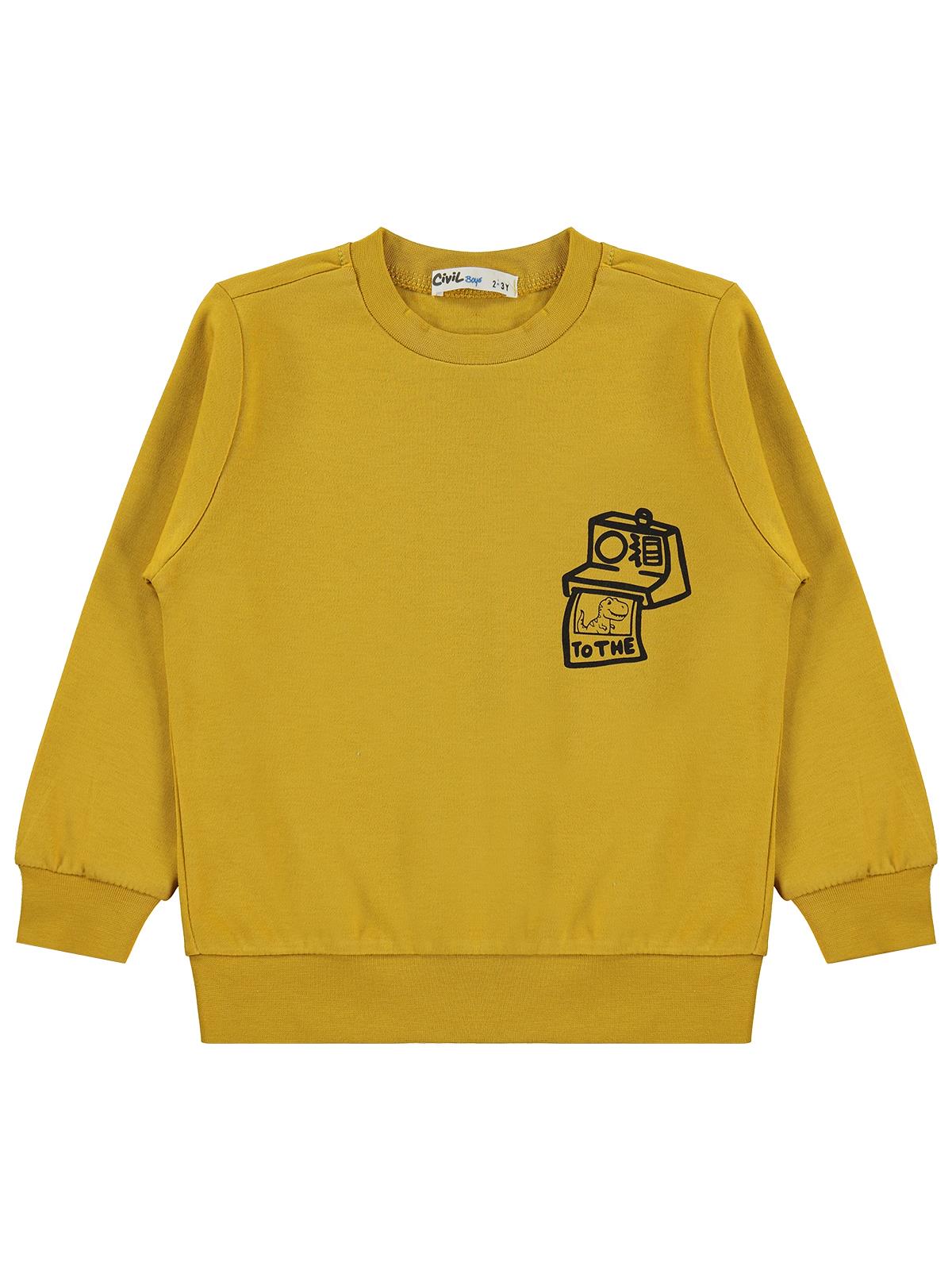 Civil Boys Fotoğraf Makinesi Baskılı 2-5 Yaş Sweatshirt  - Hardal