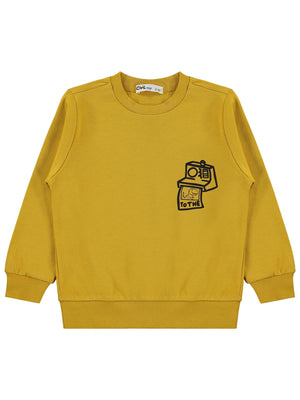 Civil Boys Fotoğraf Makinesi Baskılı 2-5 Yaş Sweatshirt  - Hardal