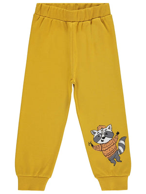 Civil Boys Erkek Çocuk Rakun Baskılı 2-5 Yaş Eşofman Altı  - Hardal