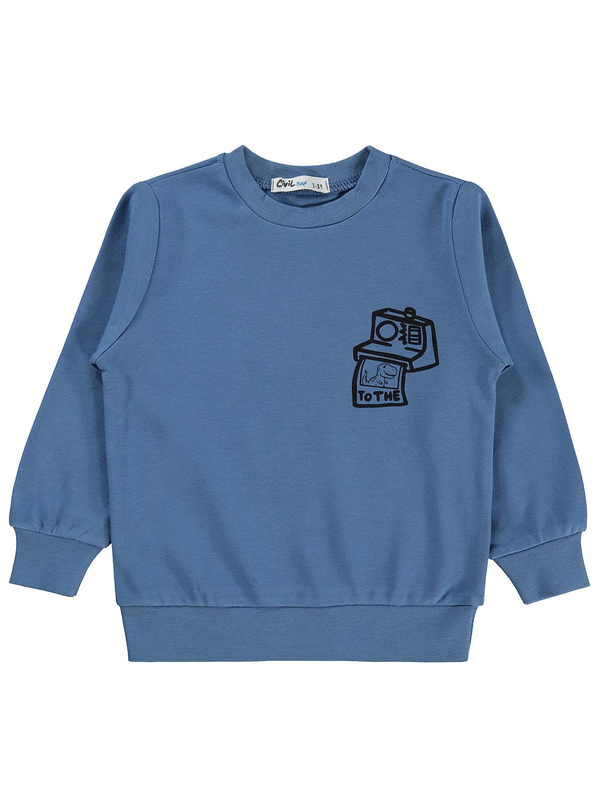 Civil Boys Fotoğraf Makinesi Baskılı 2-5 Yaş Sweatshirt  - Mavi