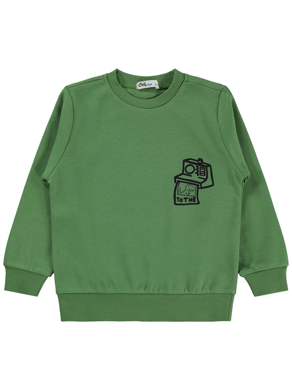 Civil Boys Fotoğraf Makinesi Baskılı 2-5 Yaş Sweatshirt  - Yeşil