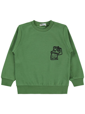 Civil Boys Fotoğraf Makinesi Baskılı 2-5 Yaş Sweatshirt  - Yeşil
