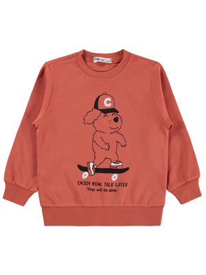 Civil Boys Kaykay Köpek Baskılı 2-5 Yaş Sweatshirt  - Turuncu