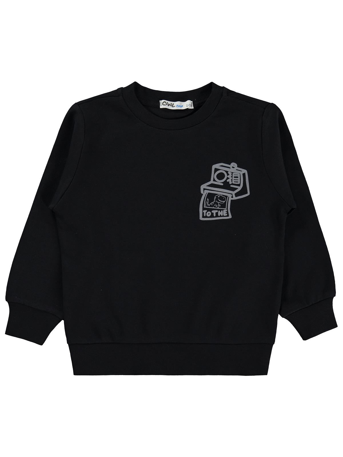 Civil Boys Fotoğraf Makinesi Baskılı 2-5 Yaş Sweatshirt  - Siyah