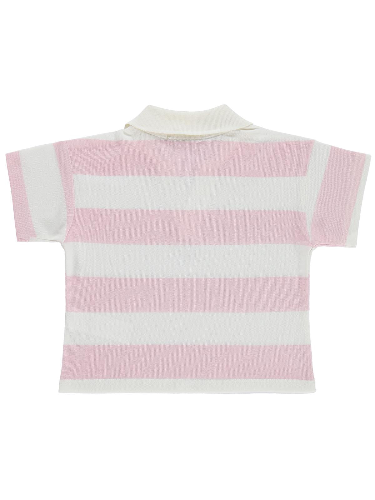 Civil Girls Çizgili Polo Yaka 2-5 Yaş Tişört - Pudra