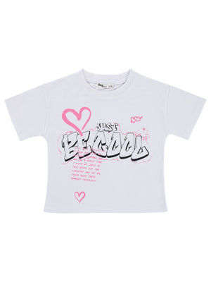 Civil Girls Just Be Cool Baskılı 2-5 Yaş Tişört - Beyaz