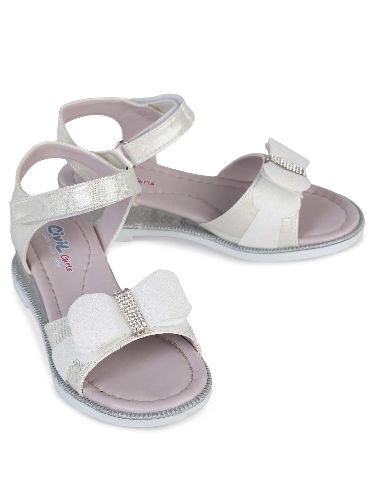 Civil Girls Fiyonk Aksesuarlı 31-36 Numara Sandalet - Gri