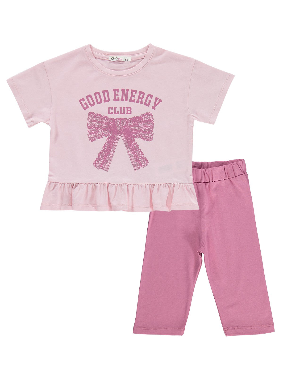 Civil Girls Good Energy Clup Baskılı 2-5 Yaş Takım - Pudra