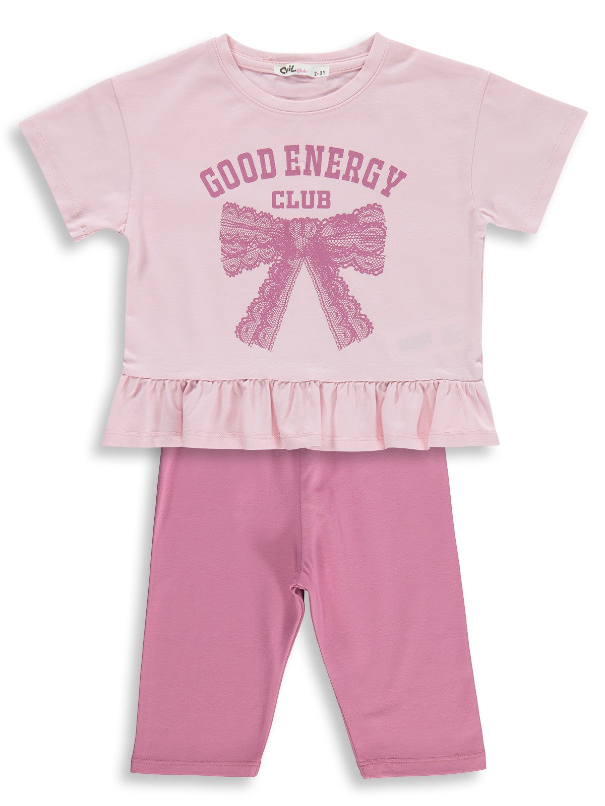 Civil Girls Good Energy Clup Baskılı 2-5 Yaş Takım - Pudra