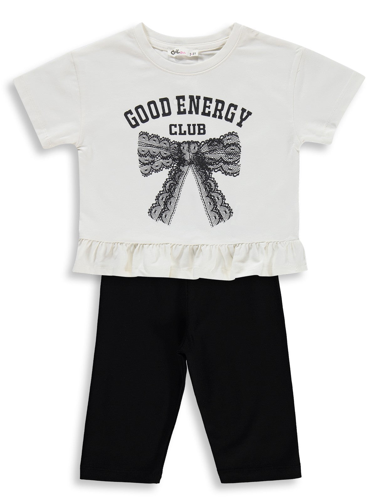 Civil Girls Good Energy Clup Baskılı 2-5 Yaş Takım - Ekru