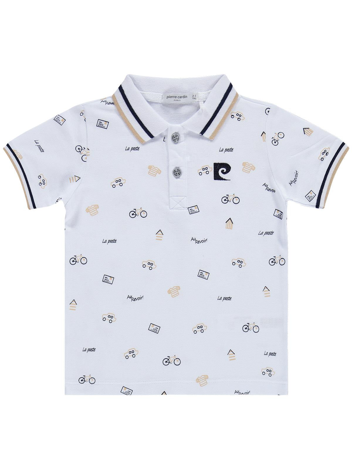 Pierre Cardin Bisiklet Baskılı Şortlu 2-5 Yaş Takım - Beyaz