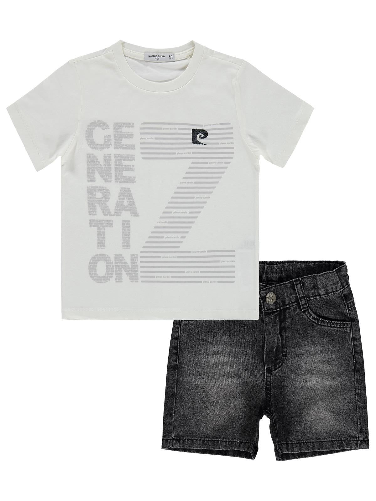Pierre Cardin Z Baskılı Şortlu 2-5 Yaş Takım - Beyaz