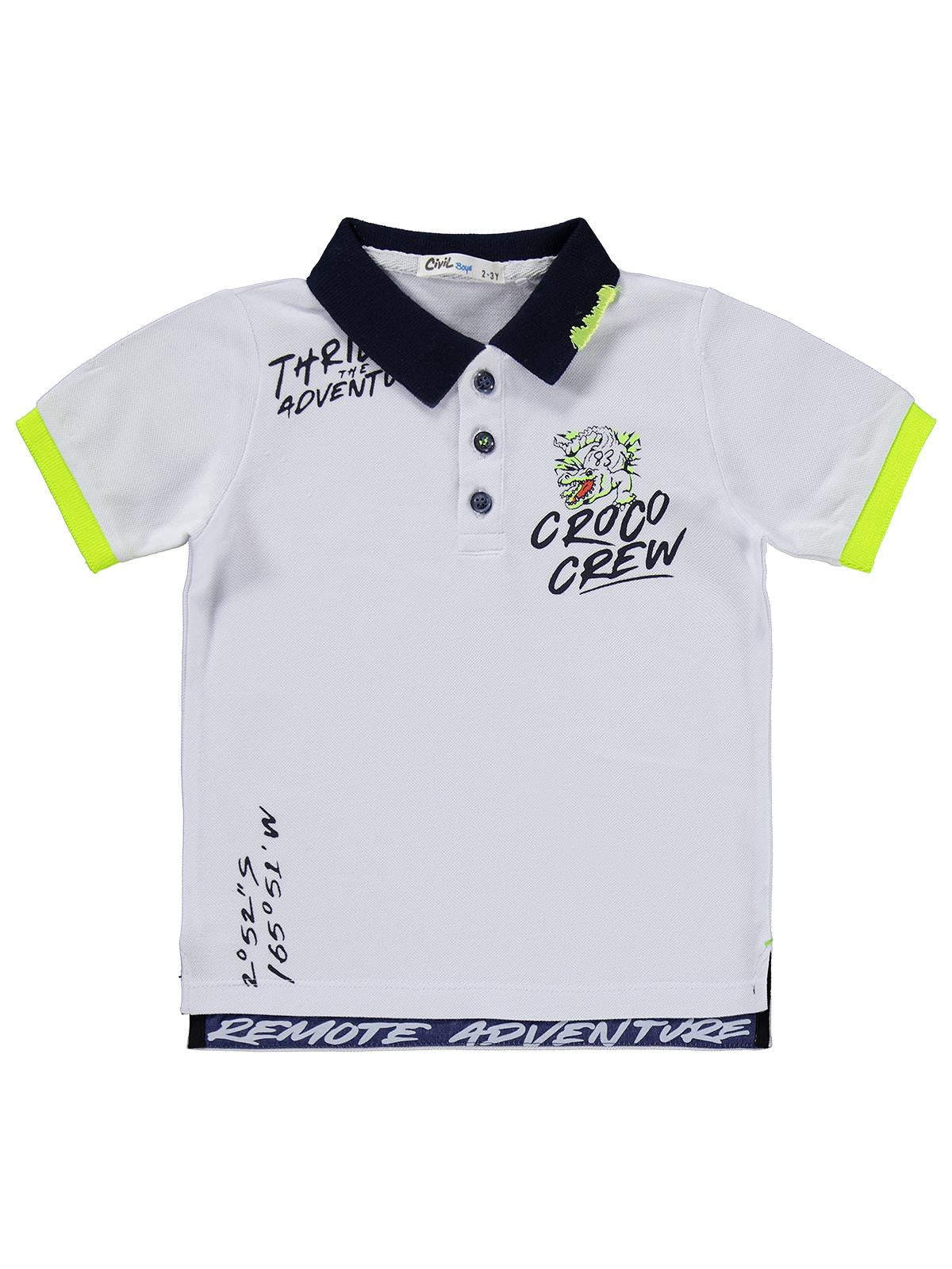 Civil Boys Croco Crew Baskılı Şortlu 2-5 Yaş Takım - Beyaz