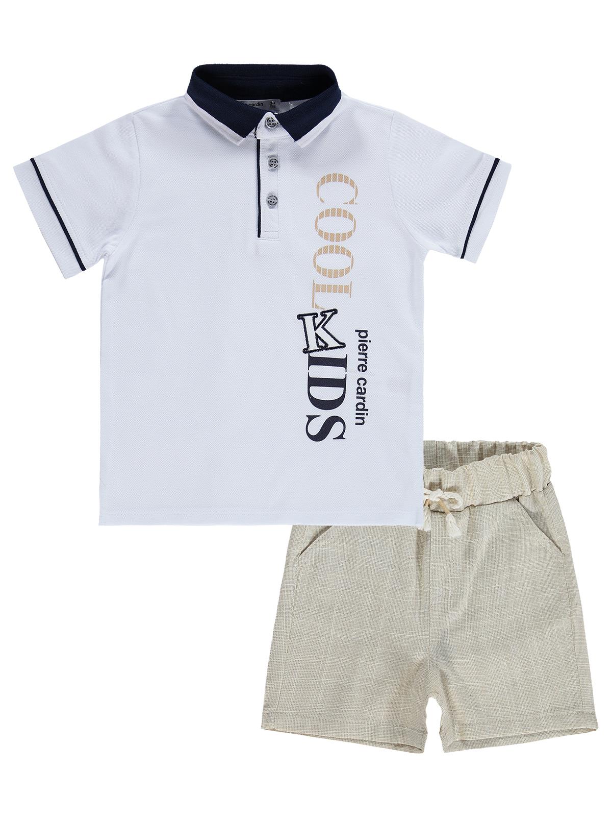 Pierre Cardin Cool Kıds Baskılı Şortlu 2-5 Yaş Takım - Beyaz