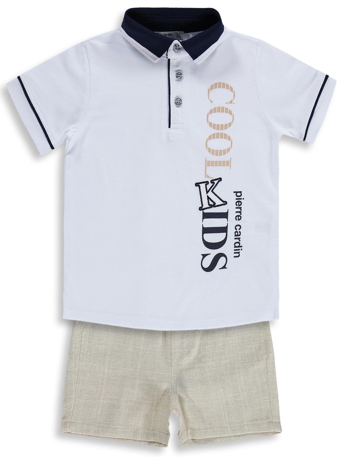 Pierre Cardin Cool Kıds Baskılı Şortlu 2-5 Yaş Takım - Beyaz