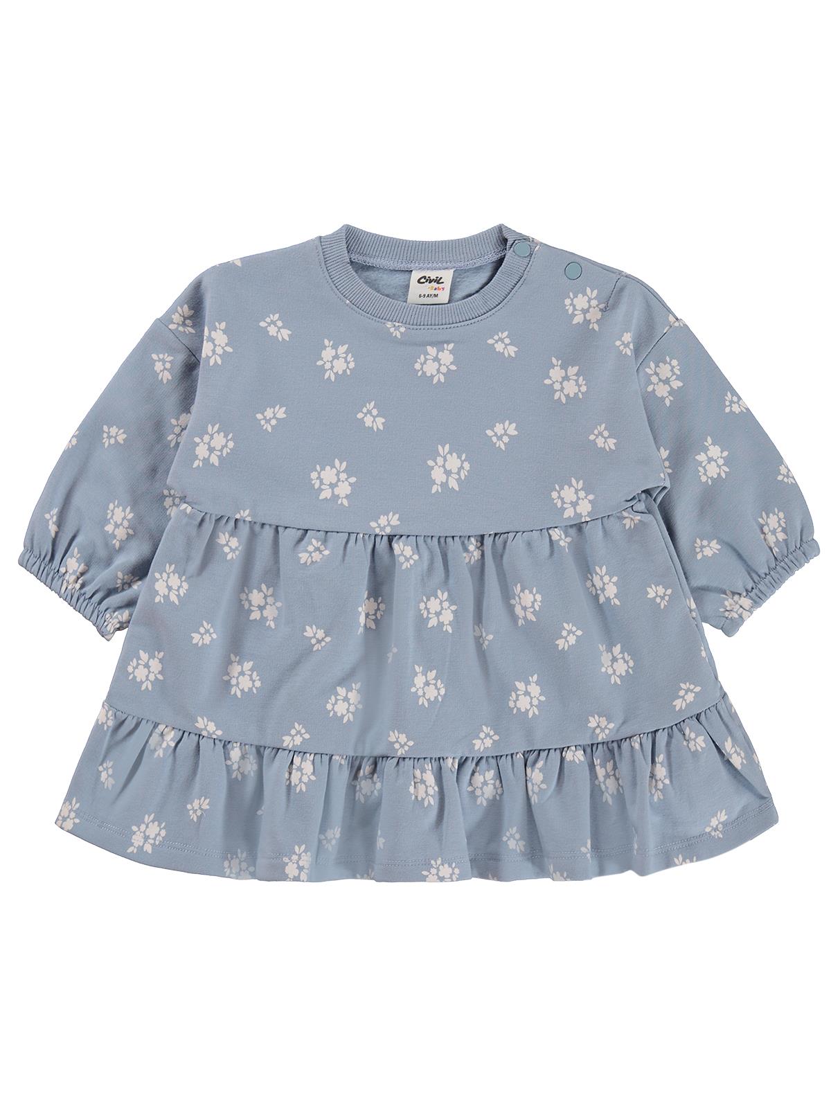 Civil Baby Çiçek Empirme Basic 6-18 Ay Elbise - Mavi