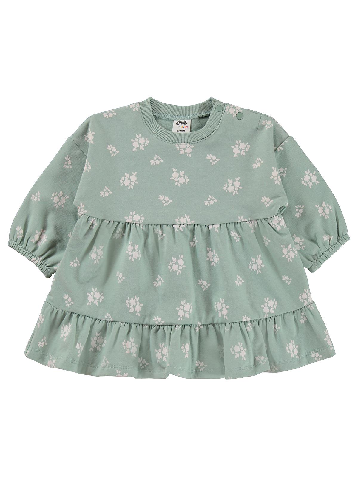 Civil Baby Çiçek Empirme Basic 6-18 Ay Elbise - Haki