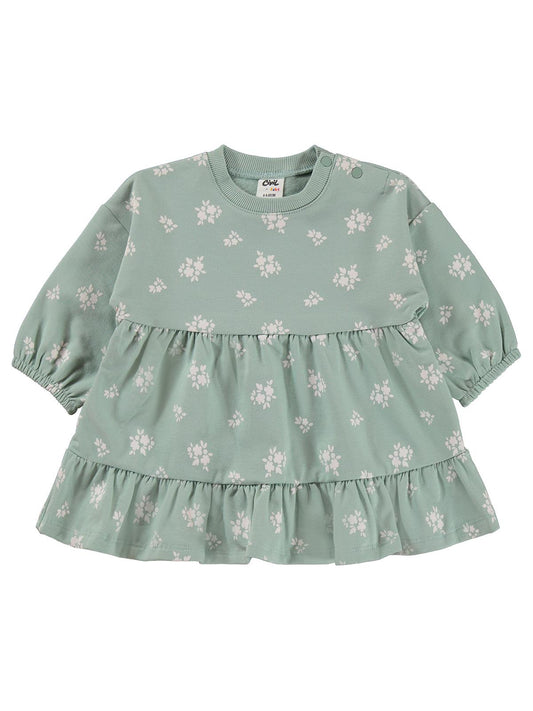 Civil Baby Çiçek Empirme Basic 6-18 Ay Elbise - Haki
