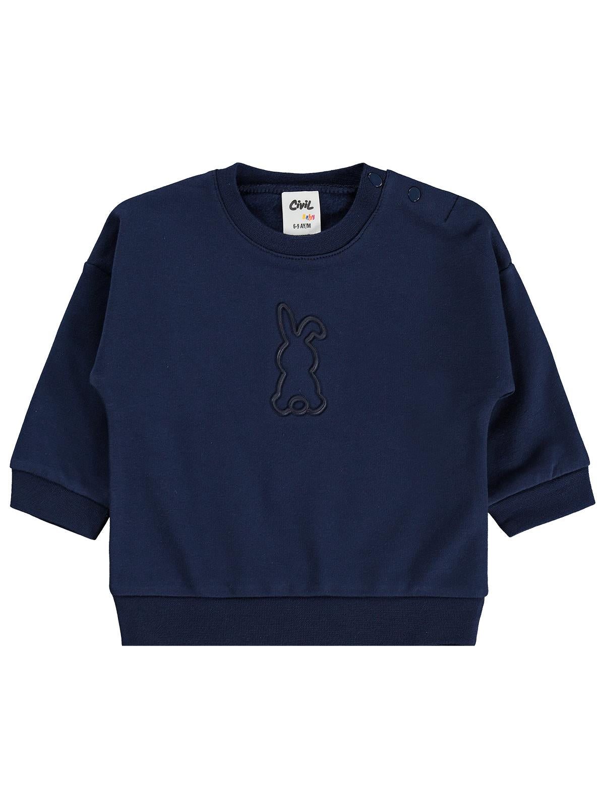 Civil Baby Tavşan Baskılı Basic 6-18 Ay Sweatshirt - Lacivert