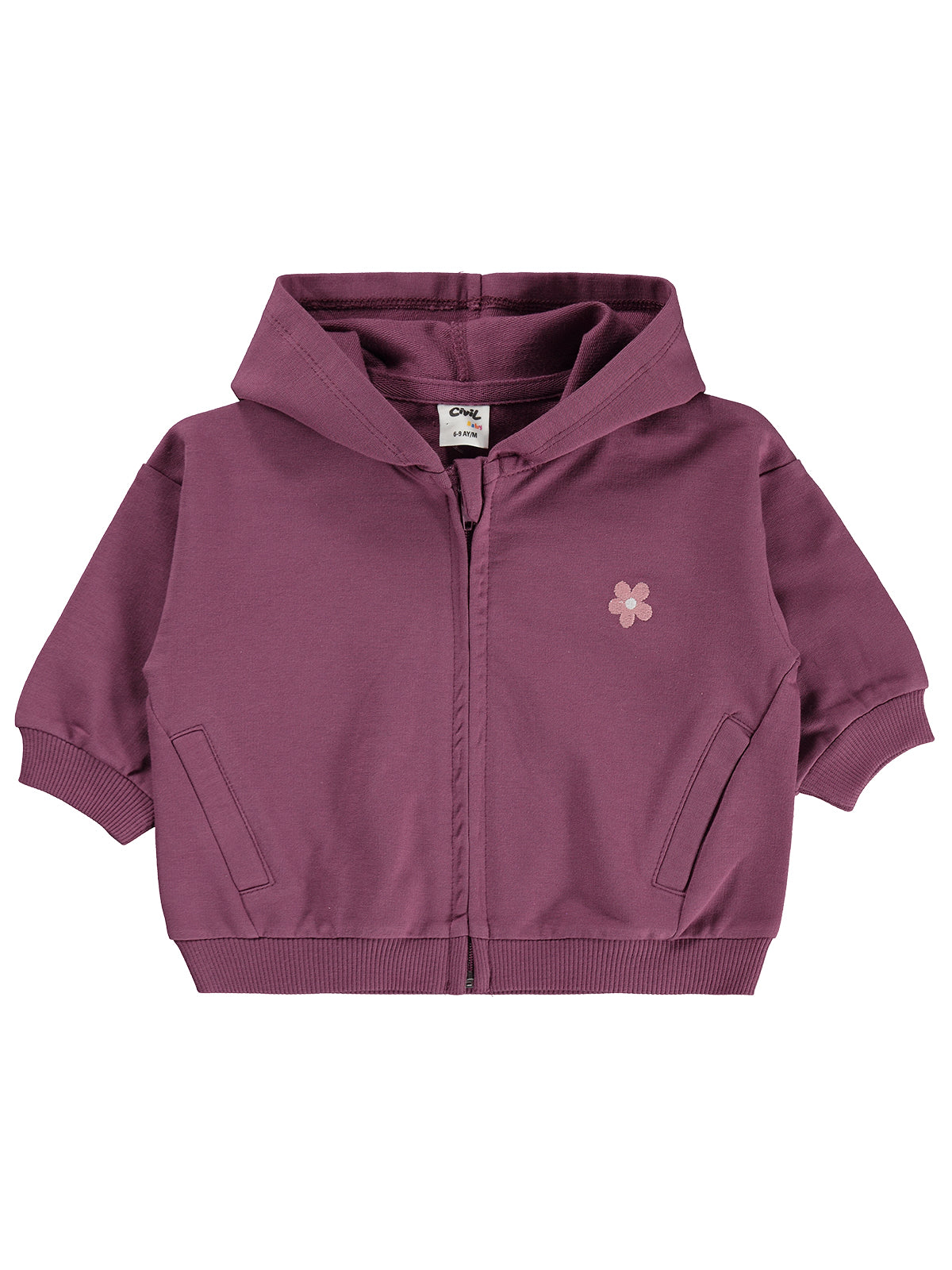 Civil Baby Çiçek Nakışlı Basic 6-18 Ay Hırka - Lila